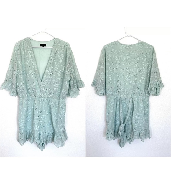 Majorelle Mint Green Eyelet Havana Romper - Picture 5 of 10